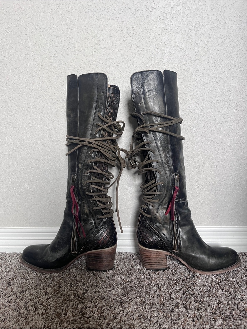 Carver (discontinued) Freebird by Steven Lace-Up Knee-High Leather Boots - Picture 6 of 6